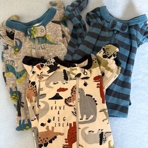 Dinosaur and Striped Baby Onesies